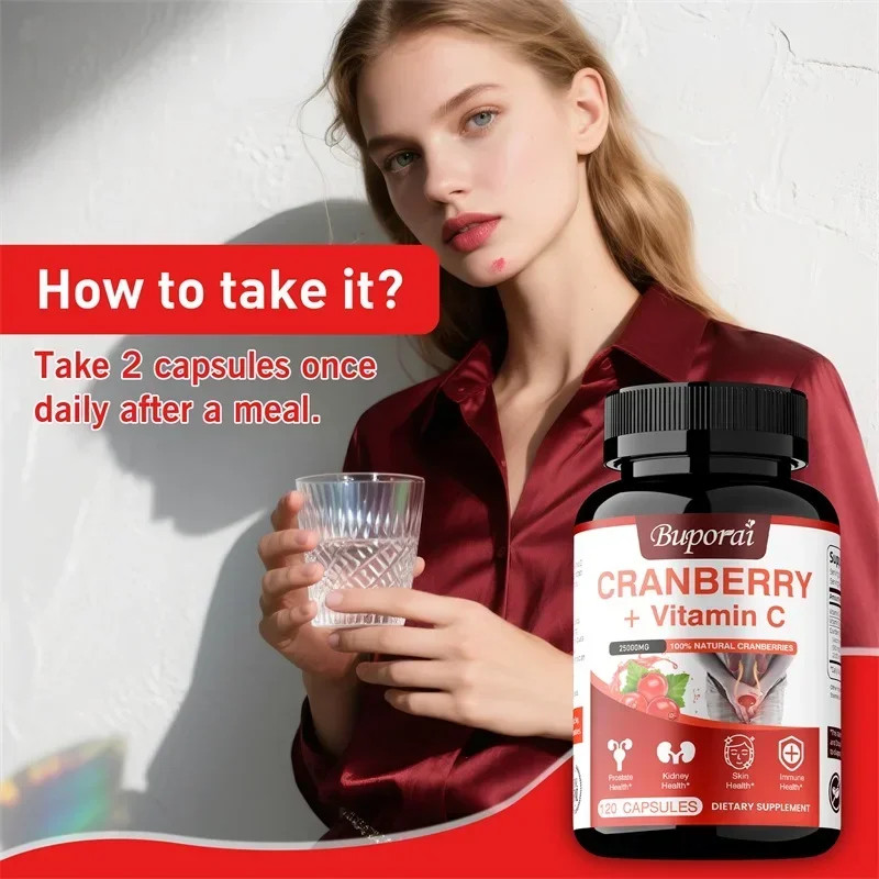 Cranberry + Vitamin C 120pcs – Prostate Health, Kidney Support, Antioxidant