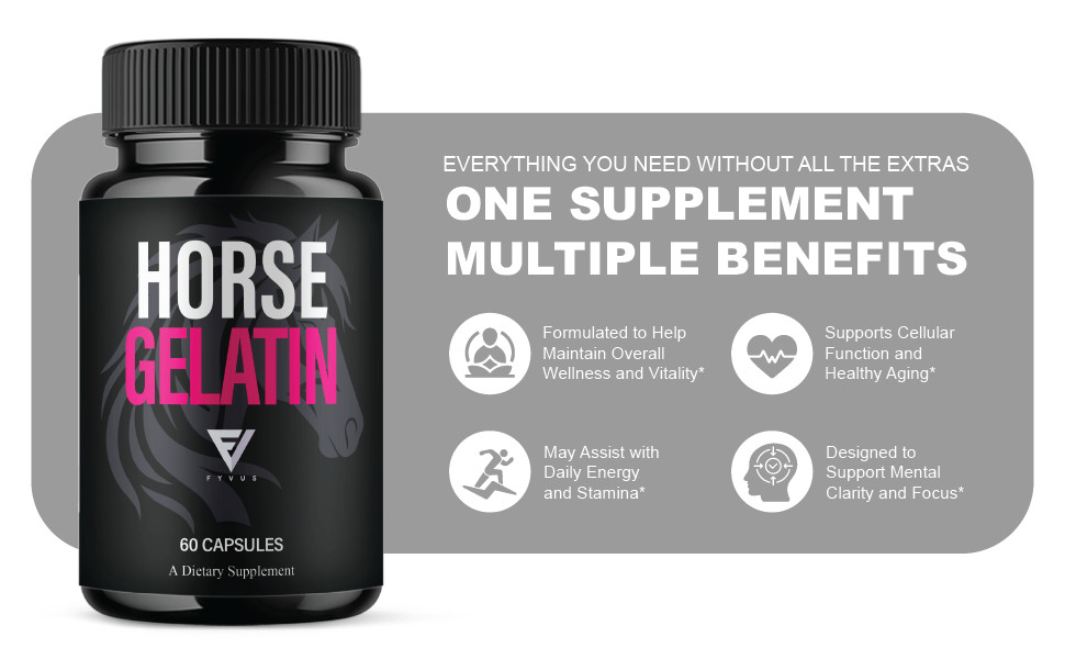 Horse Gelatin Performance Capsules, Horse Gelatin Pills (60 Capsules)