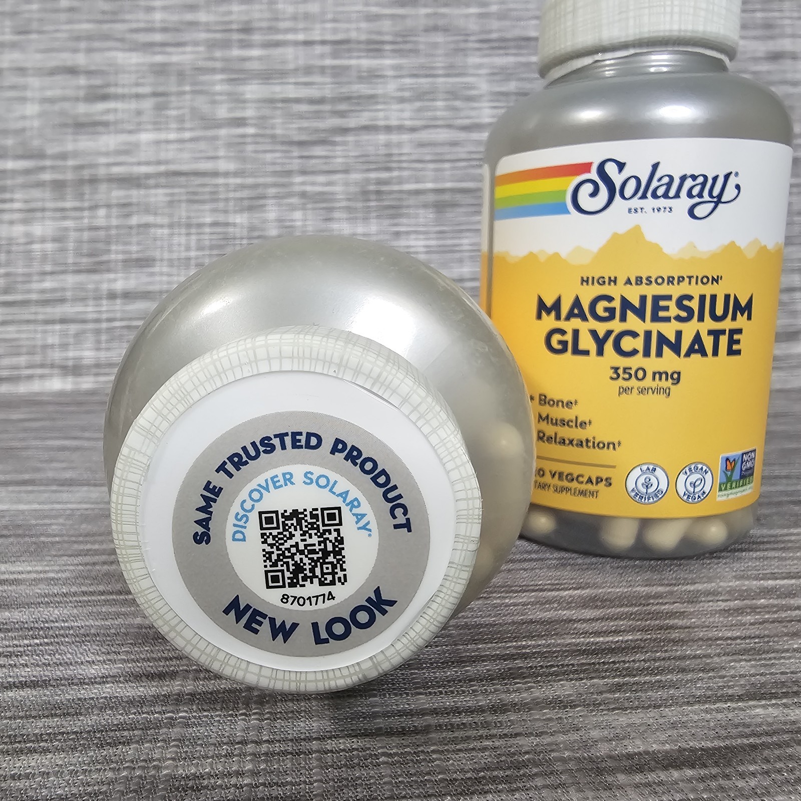 2 Pack Solaray Magnesium Glycinate 120 Vegcaps EXP 5/2028 350 MG High Absorption