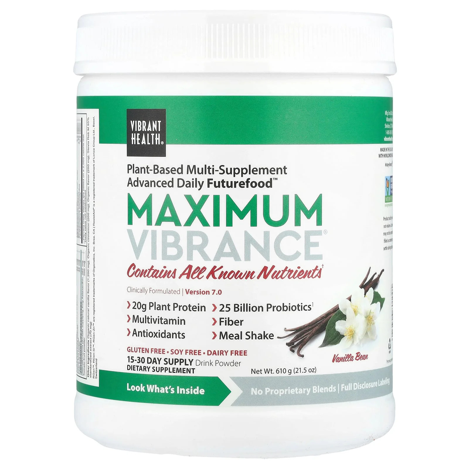 2 X Vibrant Health, Maximum Vibrance�, Version 7.0, Vanilla Bean, 21.5 oz (610