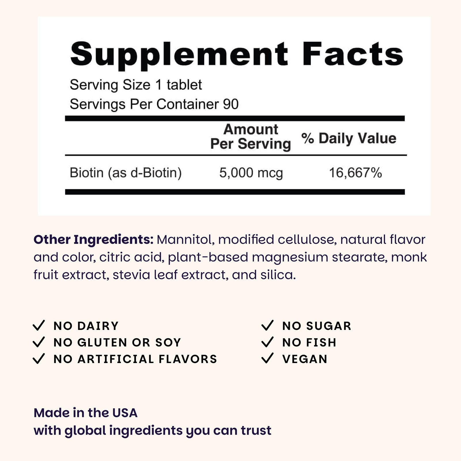 EZ Melts Biotin – Daily Vitamin B7 for Healthy Hair, 90 Count (Pack of 1)