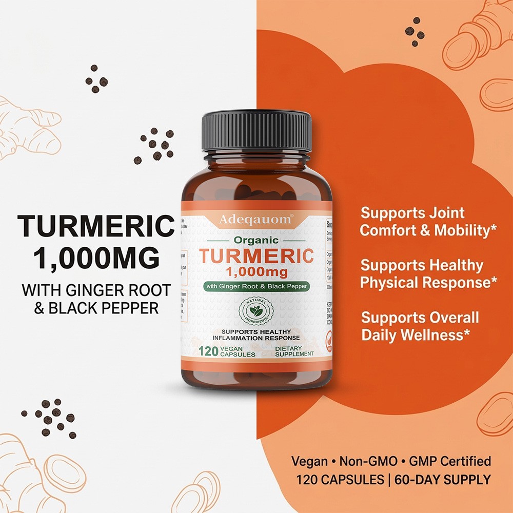 Turmeric Curcumin 30/60/120 Capsules 1000mg for Joint Comfort & Digestive Health