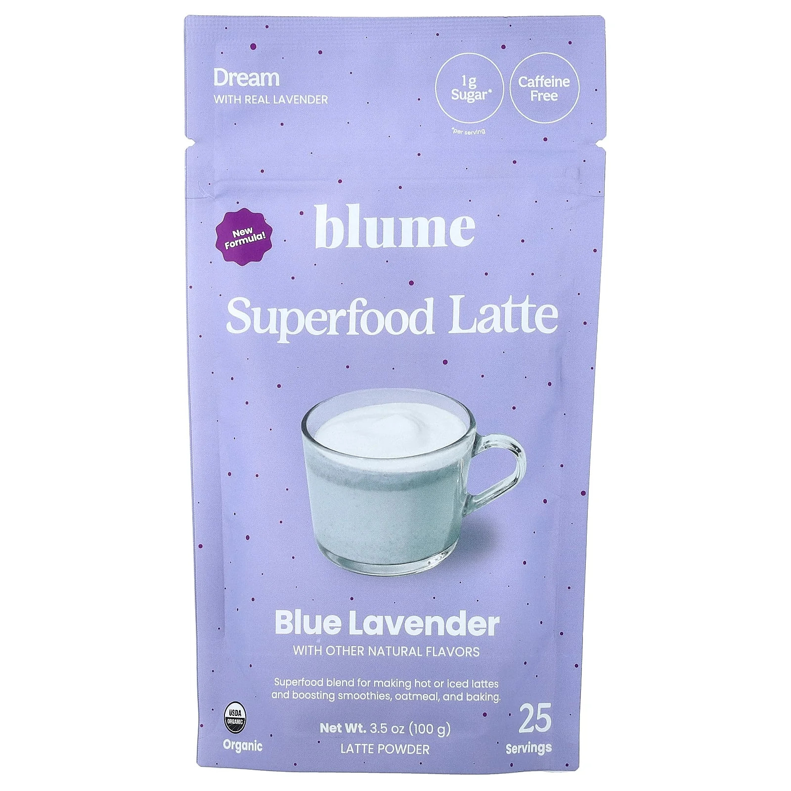 2 X Blume, Superfood Latte, Blue Lavender, Caffeine Free, 3.5 oz (100 g)