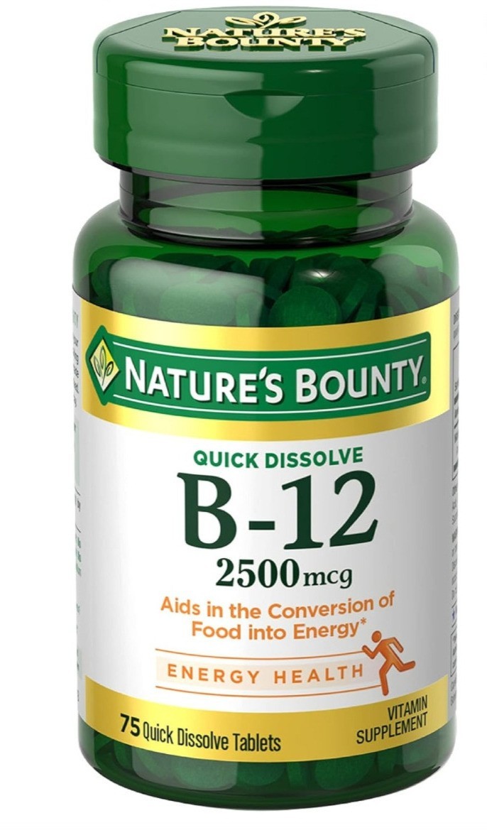 Nature’s Bounty Vitamin B12 2500mcg Energy Support Cherry 75 Quick Dissolve Tabs