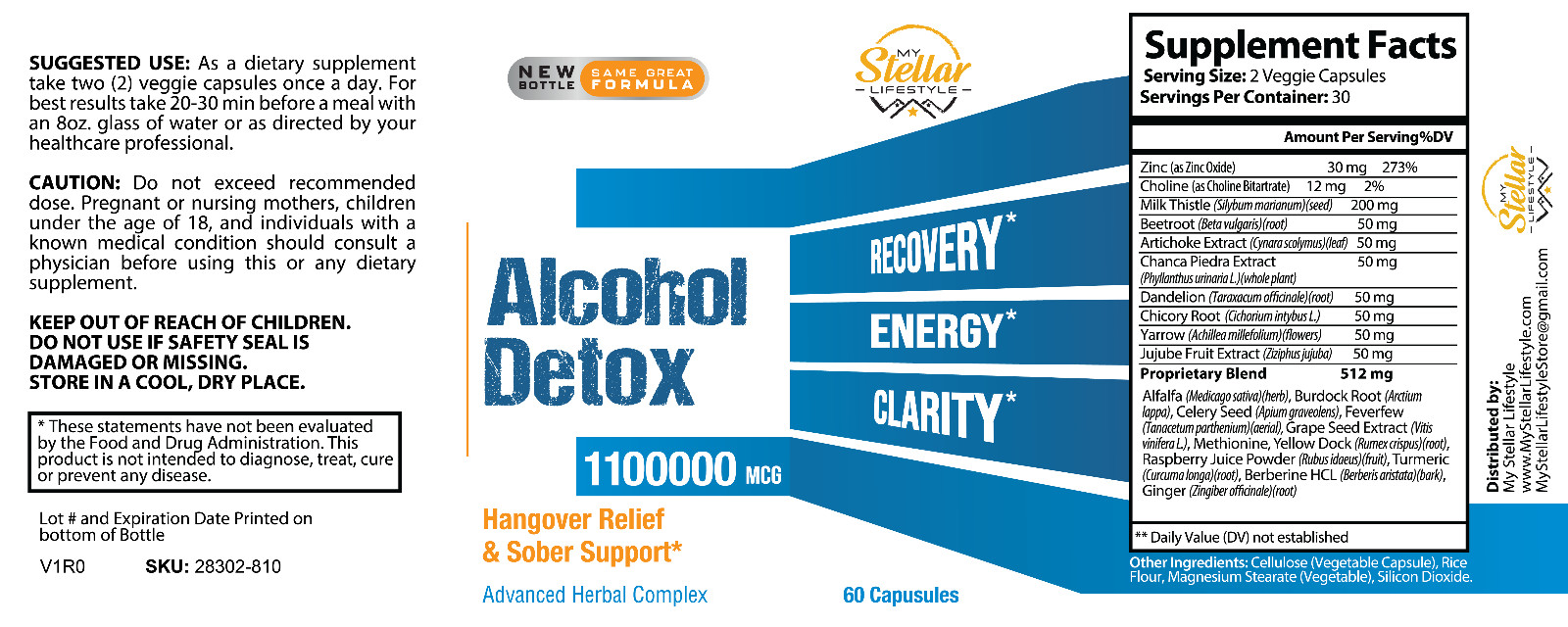 12 Pack Alcohol Detox, hangover relief and sober support-60 Capsules x12