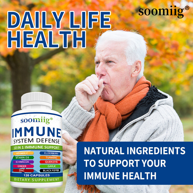 Immune System Defense Support Supplements Vitamin C D3 Quercetin Turmeric Vegan
