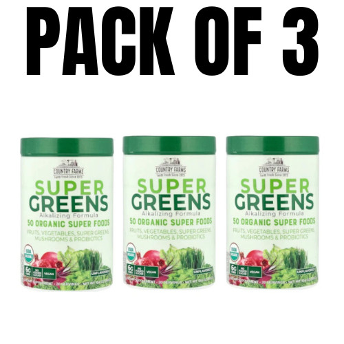 Country Farms Super Greens Alkalizing Formula Natural 300 g, 10.6 oz (3 Packs)