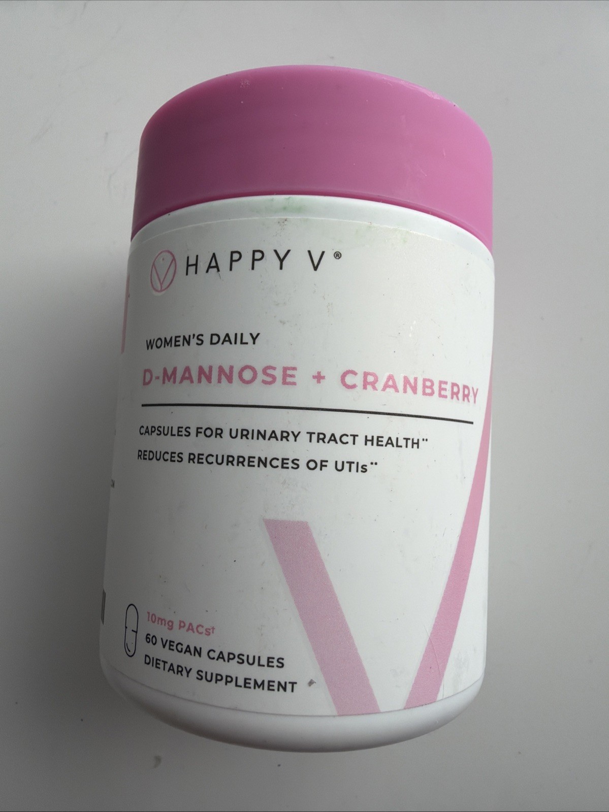Happy V Women’s Daily D-Mannose with Cranberry (60 Vegan Capsules) 11/27
