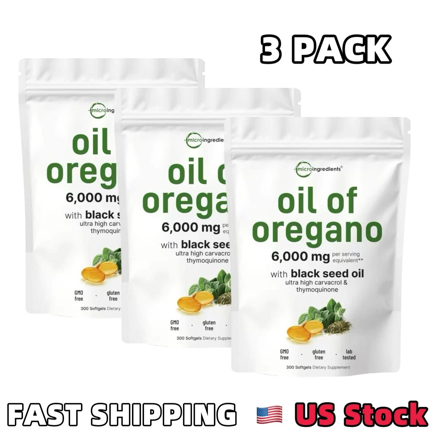1-3X Micro Ingredients Oil of Oregano Softgels 6000mg Per Serving,900 Count