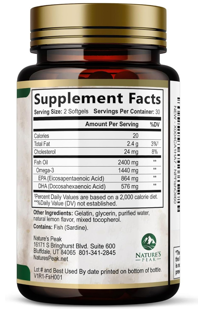 Omega 3 Fish Oil 2400mg – Triple Strength EPA & DHA, 60 Softgels