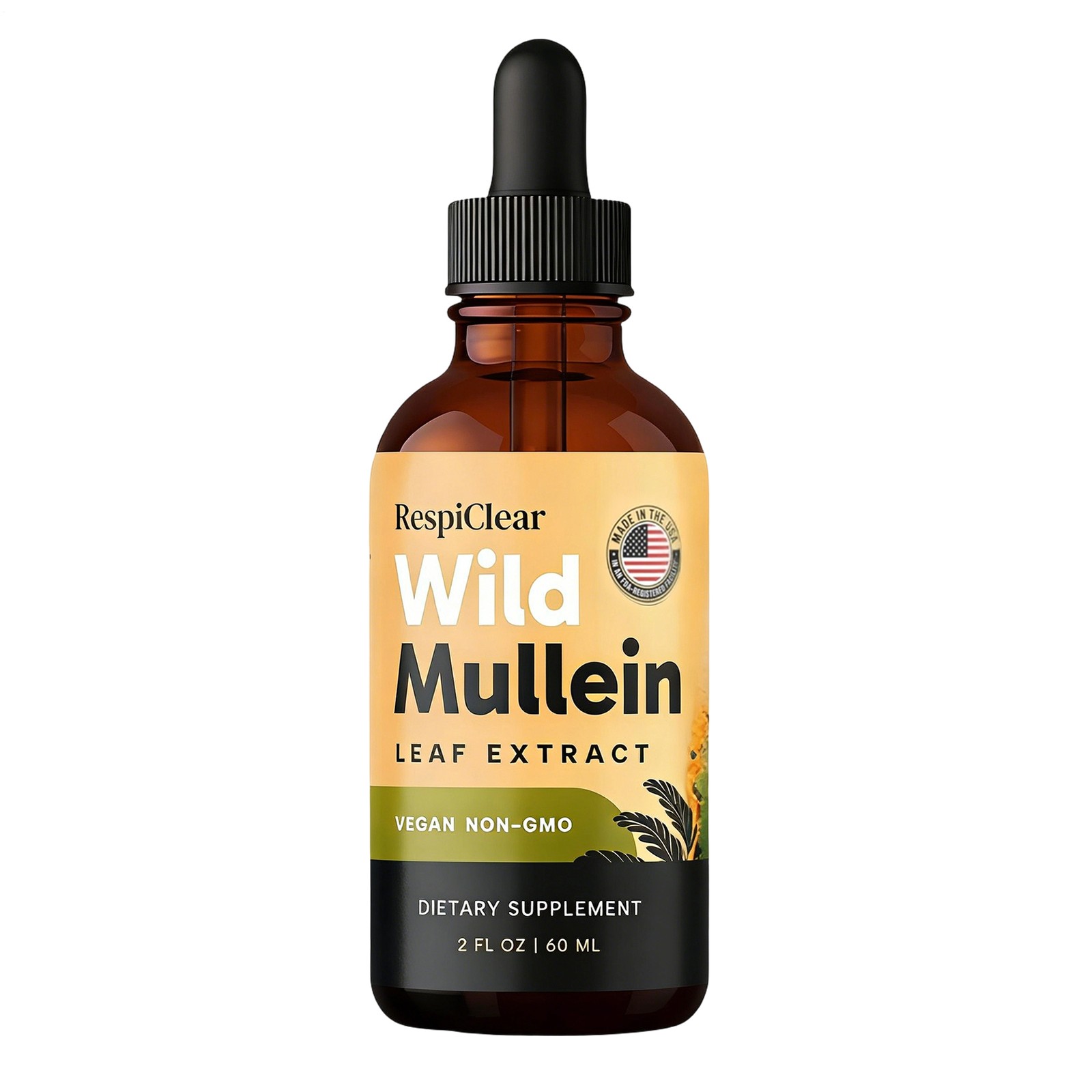 RESPICLEAR Organic Mullein Drops Leaf Ginger & Lemon for Lung Cleanse W/ Extract