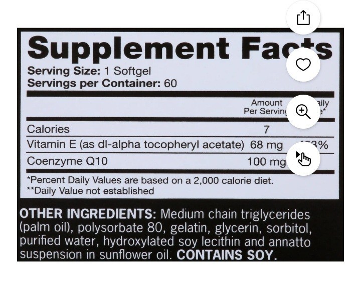 Qunol CoQ10 Vitamin E 100mg Water & Fat Soluble Softgels 60ct
