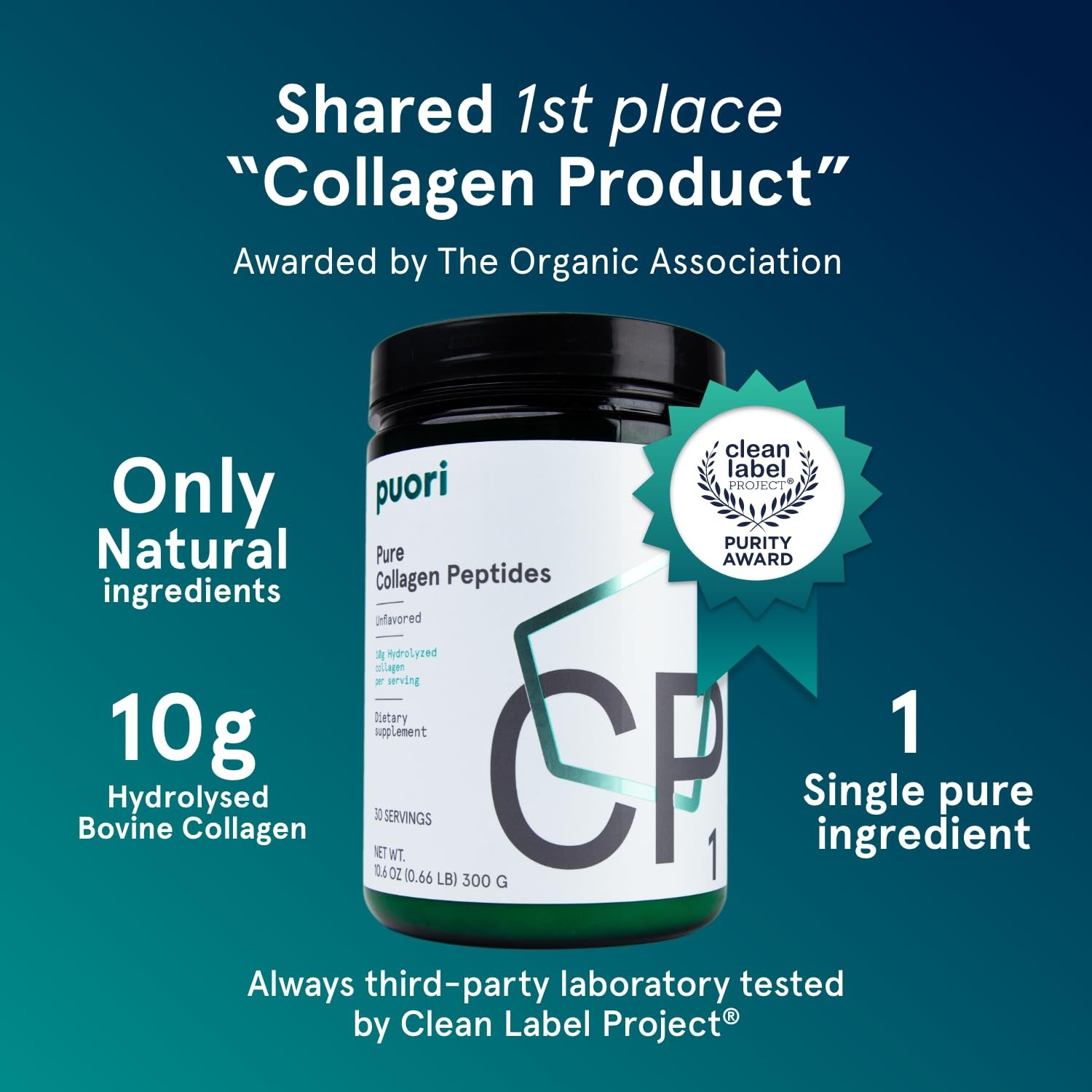 Puori Pure Collagen Peptides Powder, Unflavored – 10g 10.6 Ounce (Pack of 1)