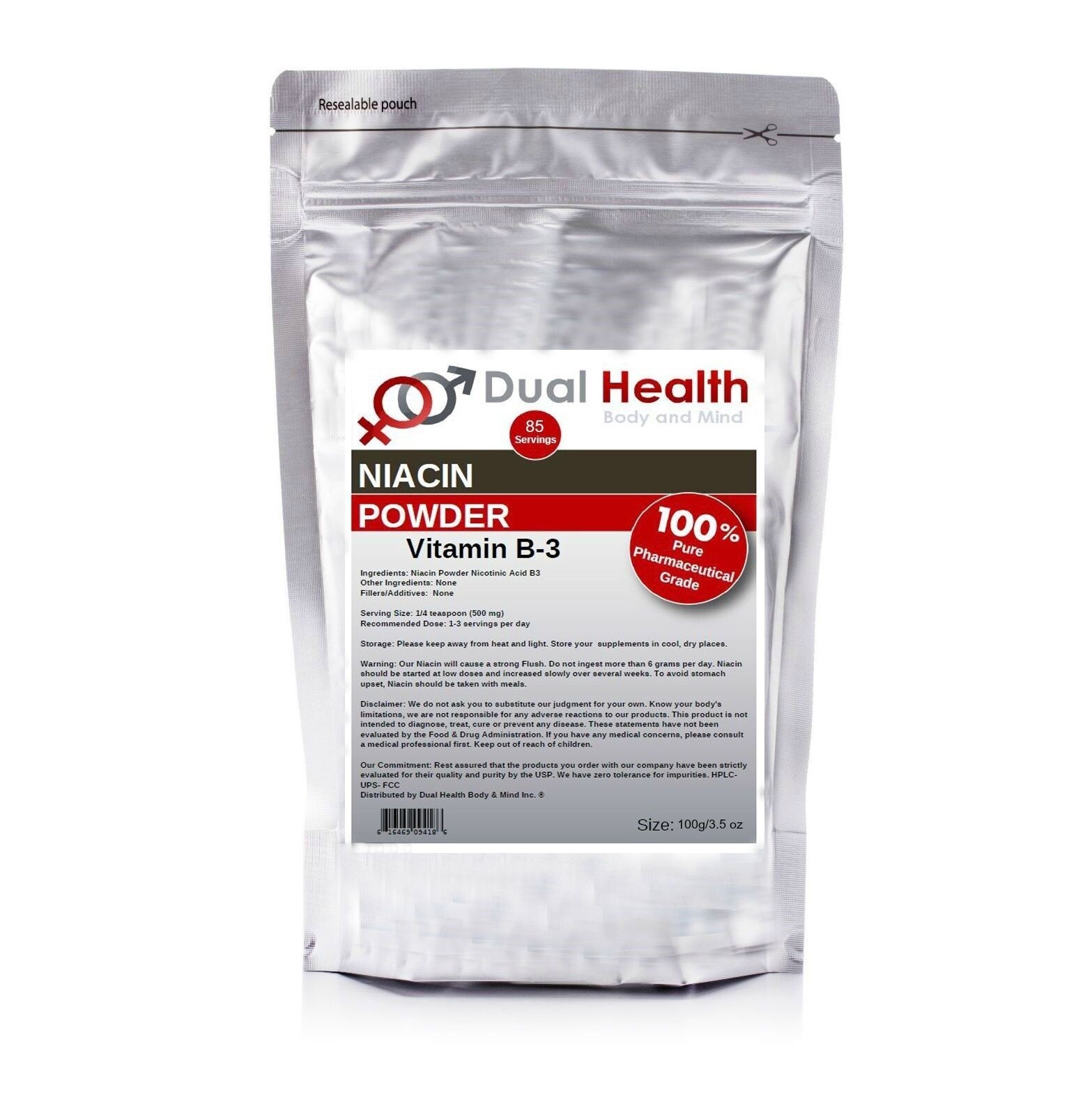 PURE NIACIN 100g (3.5 oz) Powder Nicotinic Acid Vitamin B3 Cholesterol Heart