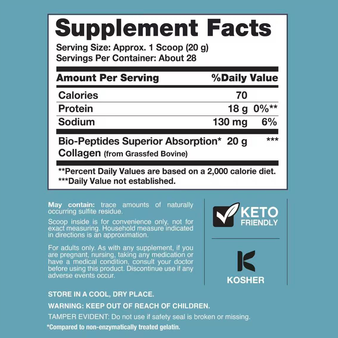 NeoCell Collagen Bio-Peptides Powder 20oz -Grassfed Protein Supplement-Premium