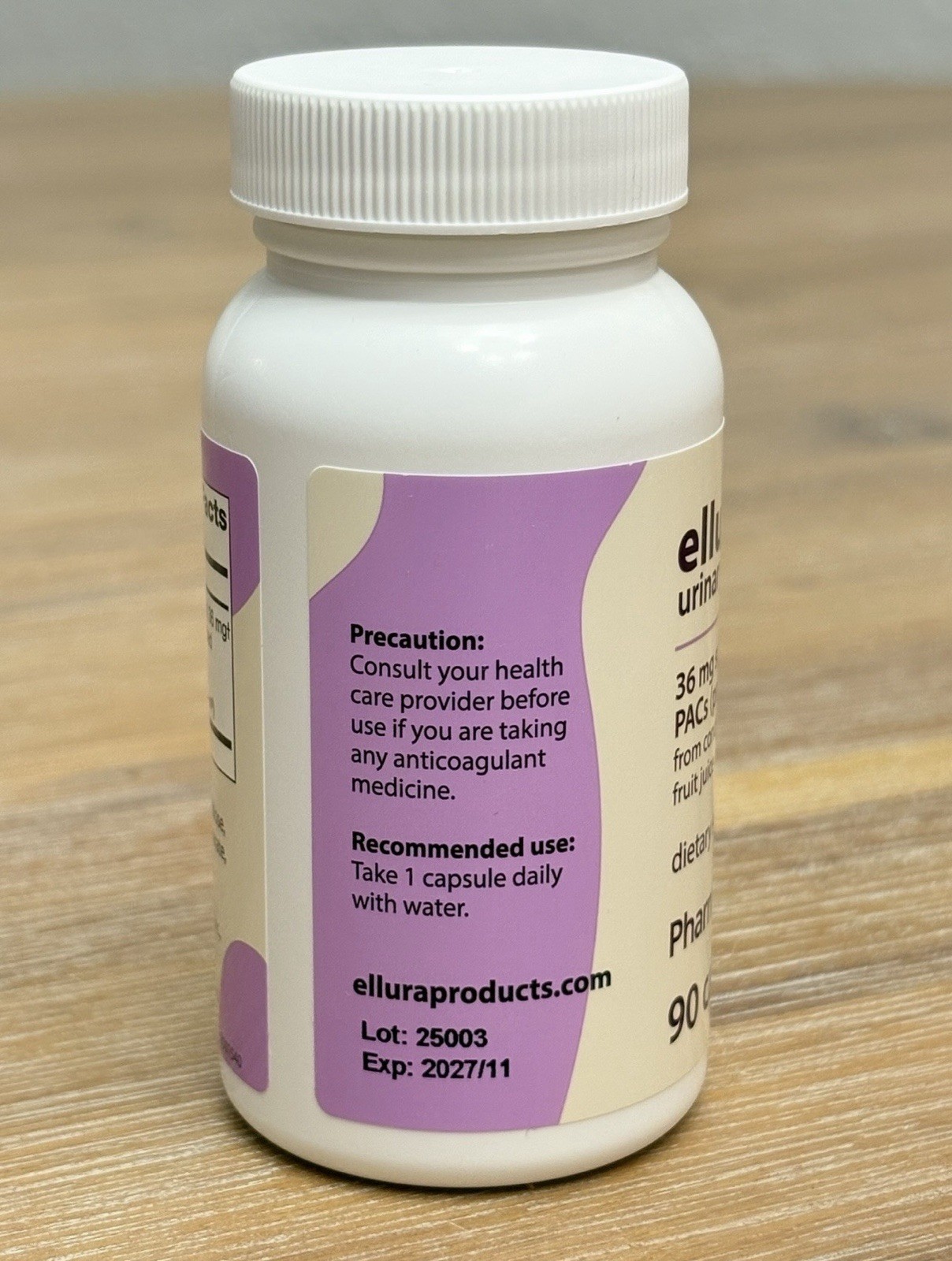 Ellura 36mg Bioactive PACs Cranberry Extract for UTI Support 90 Cap. Exp 2027/11