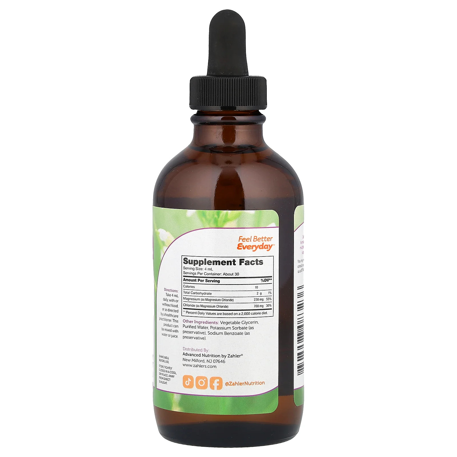2 X Zahler, Magnesium Liquid, Unflavored, 4 fl oz (118 ml)