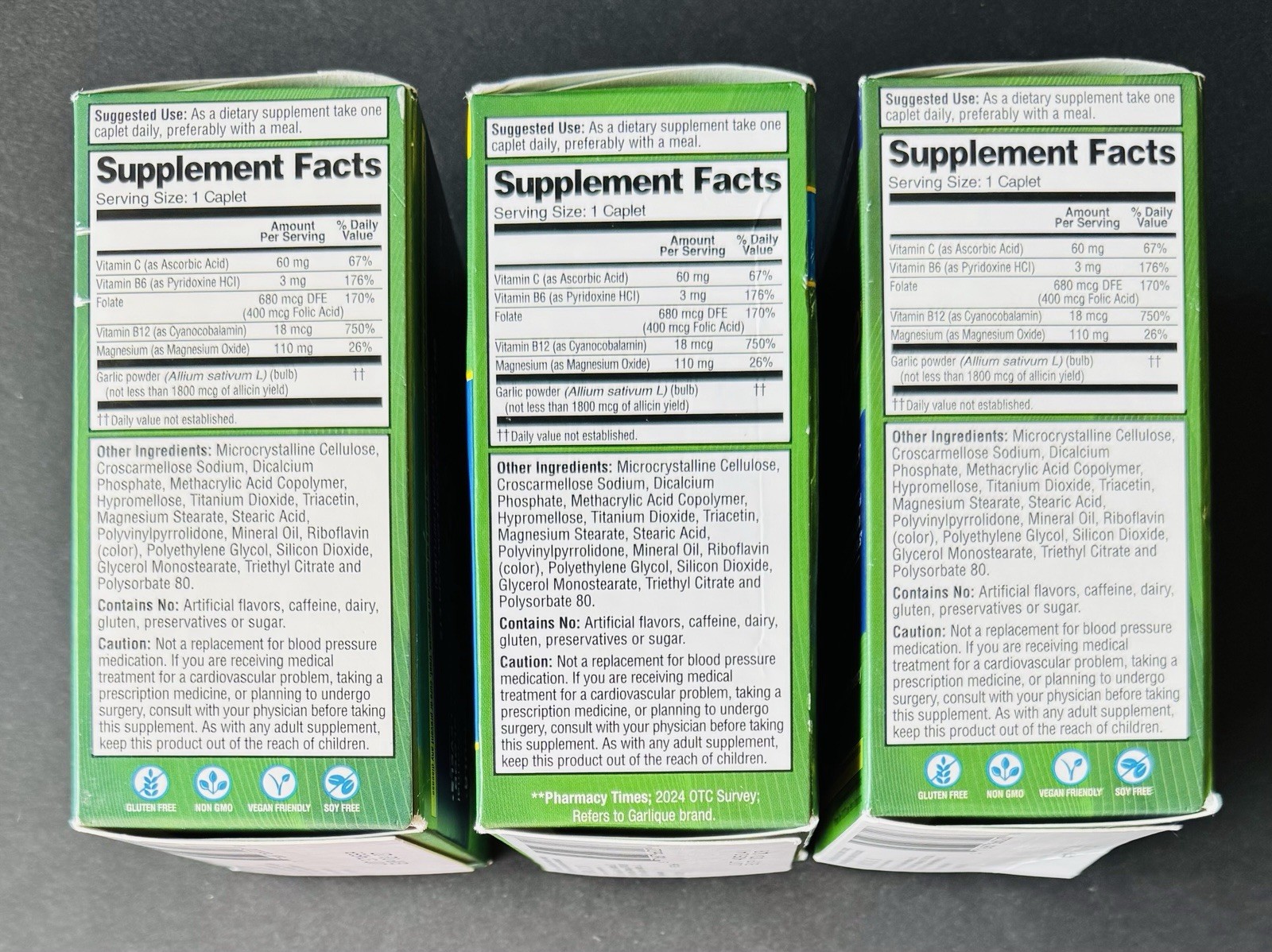 3x Garlique Healthy Blood Pressure Formula 60 Caplets per ea. BB: 02/27 – 03/28