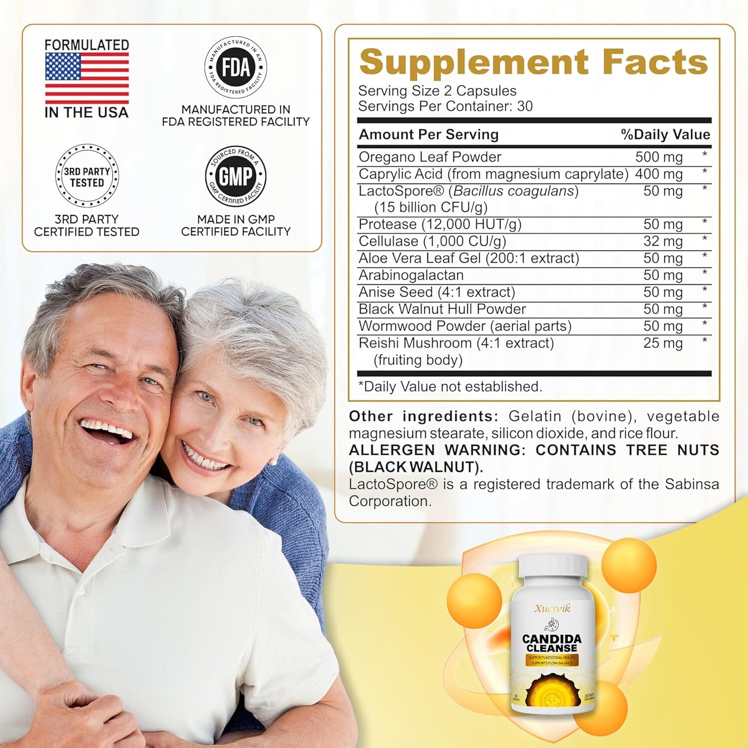 Candida Cleansing Gut Colon Support 60 Capsules Enhances Digestive Detox
