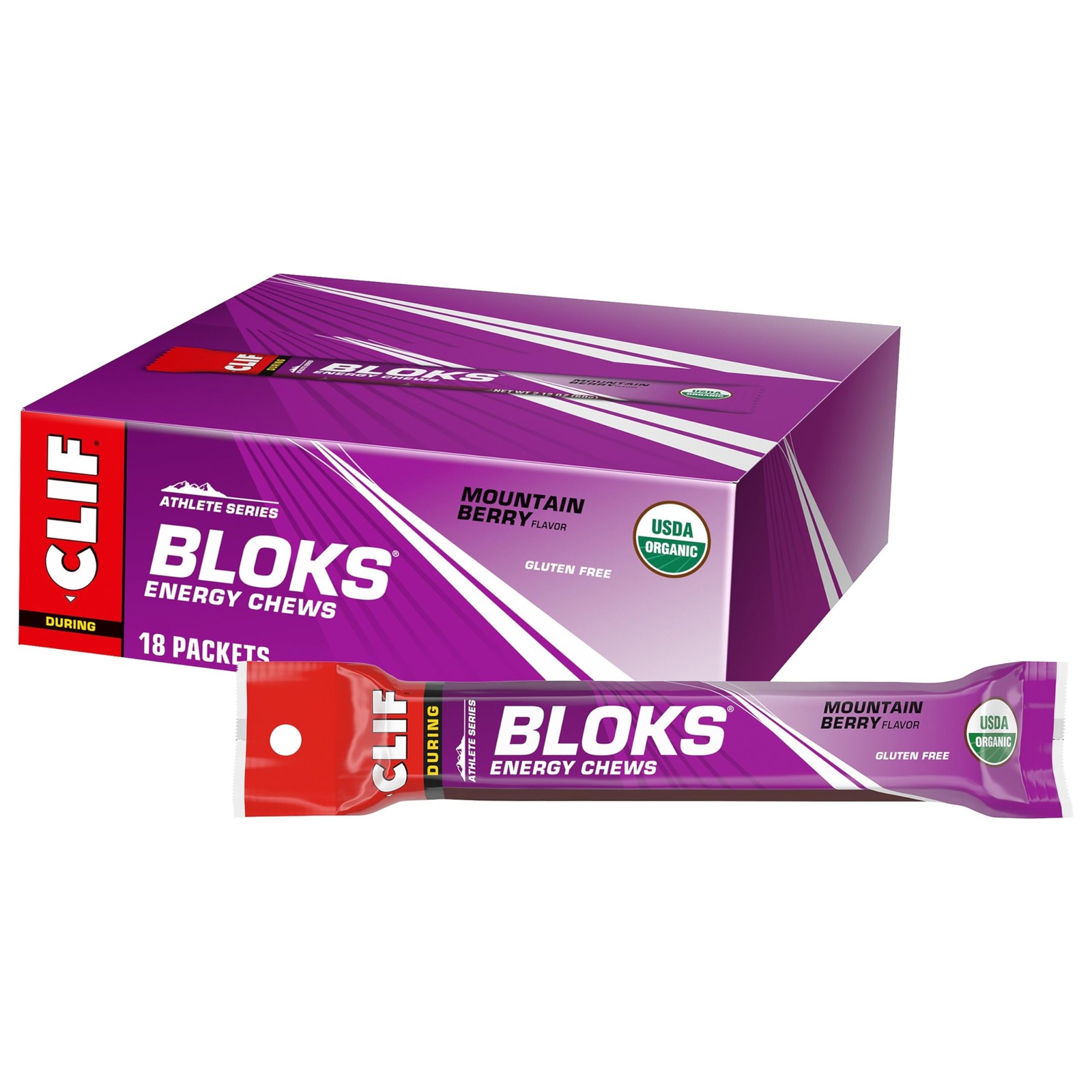 CLIF BLOKS Mountain Berry Flavor Energy Chews NonGMO Plant Based Fast Fu…