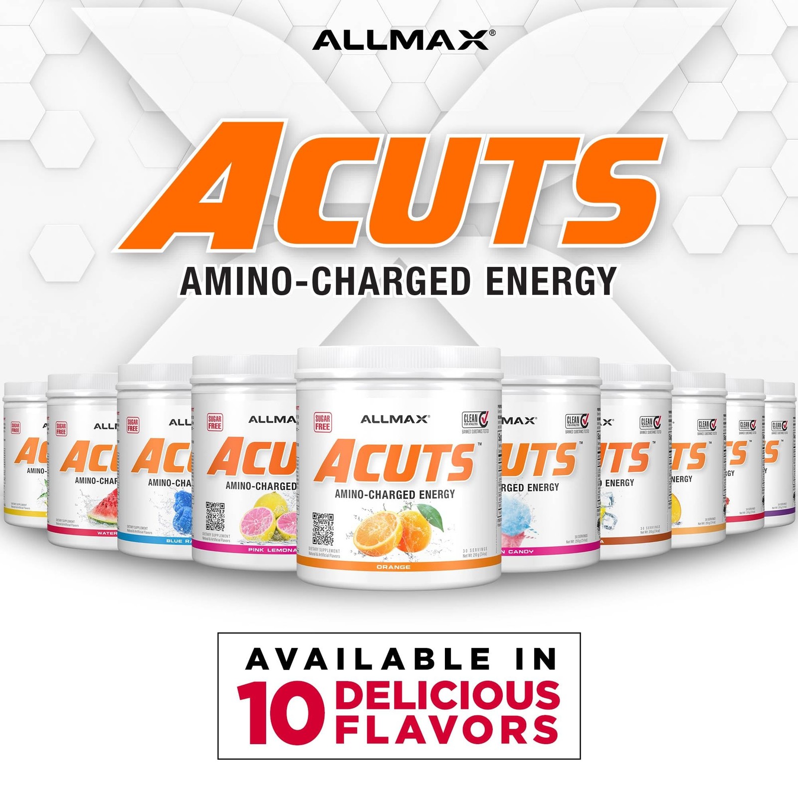 ALLMAX ACUTS Amino Energy Powder – Orange, 30 Serv (2 Pack) Exp. 6/27