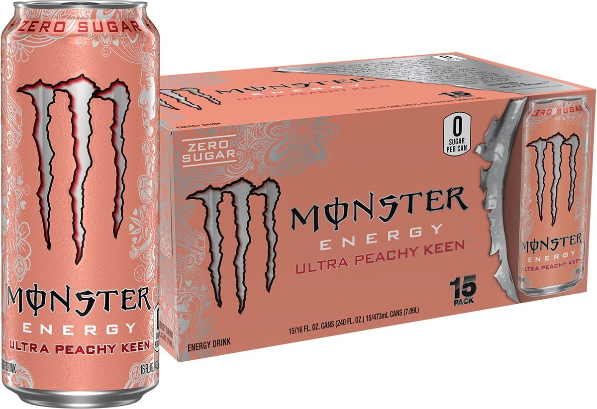 Monster Energy Ultra Peachy Keen 16oz Sugar Free Energy Drink – Pack of 15