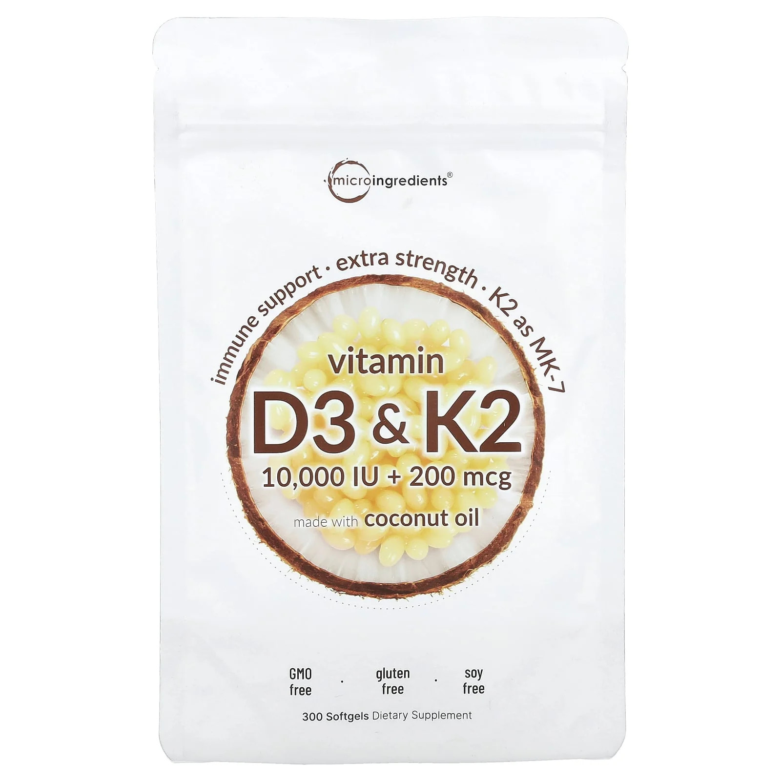 2 X Micro Ingredients, Vitamin D3 & K2, 300 Softgels