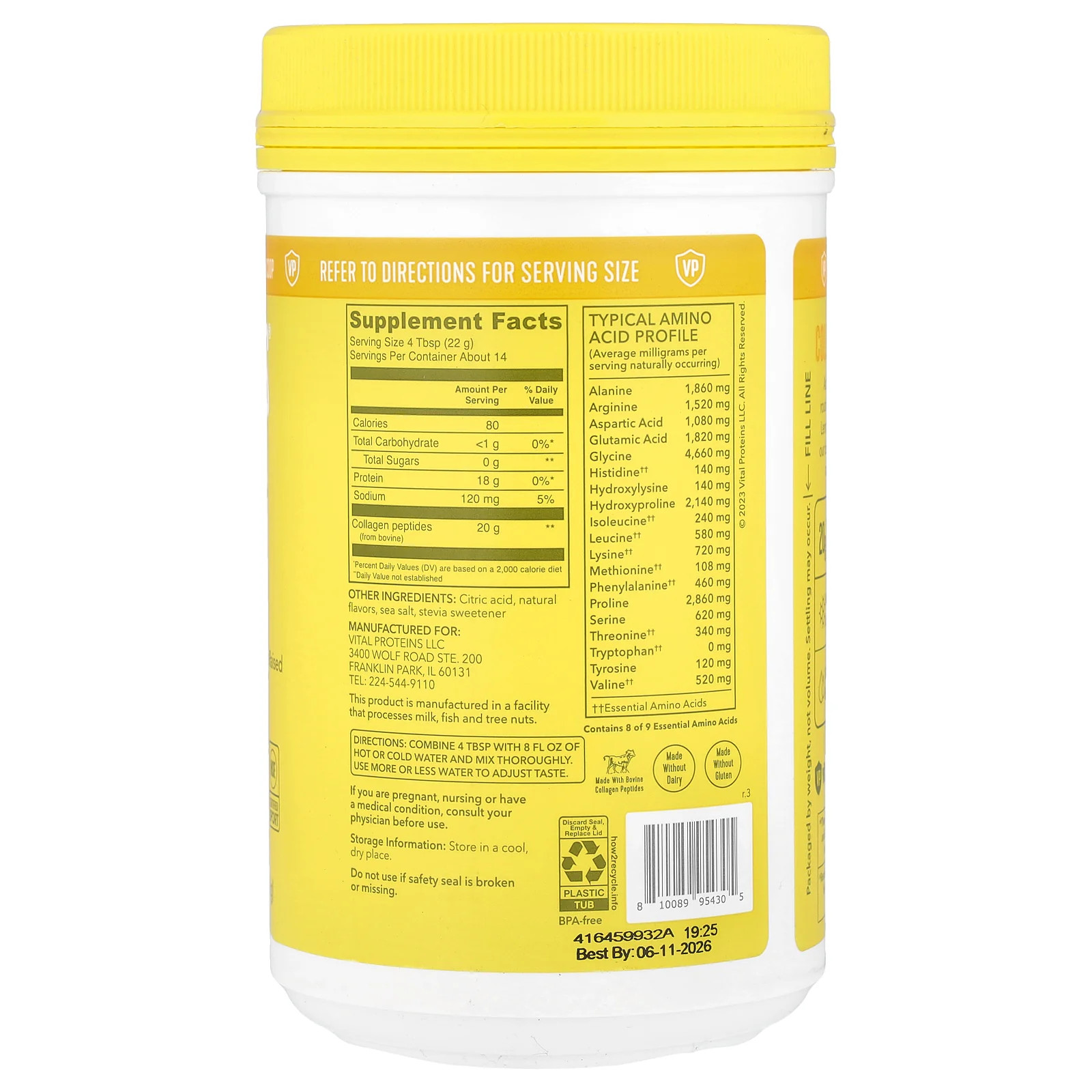 2 X Vital Proteins, Collagen Peptides, Lemon, 11 oz (313 g)