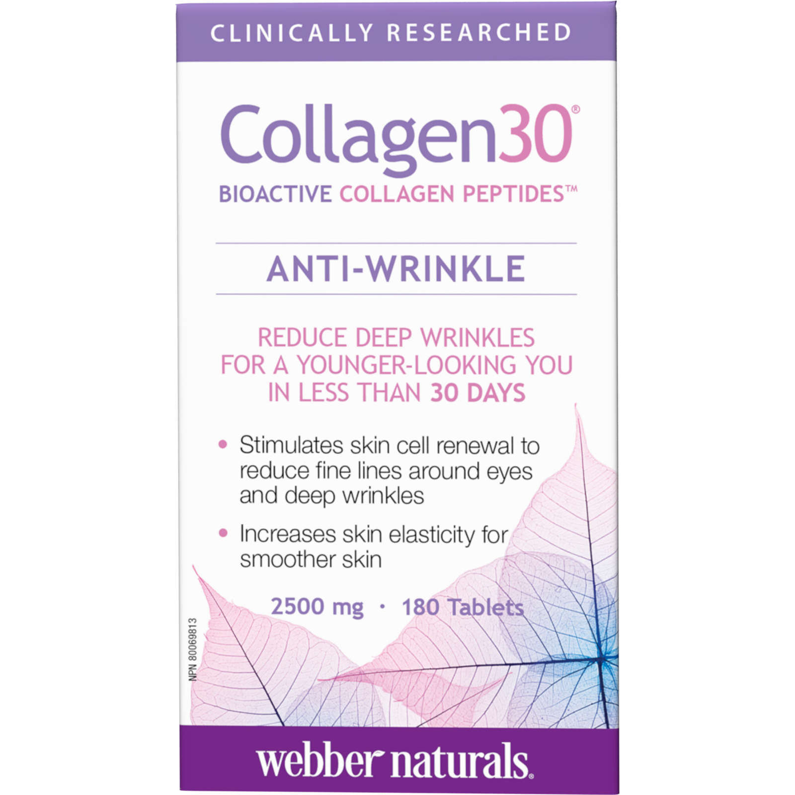 Webber Naturals Collagen30® Bioactive Collagen Peptides 2500 mg 180 pcs NEW