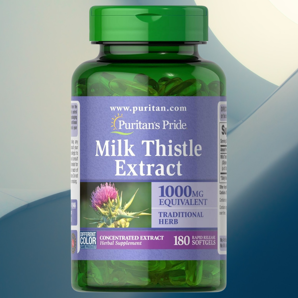 Puritan’s Pride Milk Thistle 4:1 Extract 1000 mg (Silymarin) – 180 Softgels