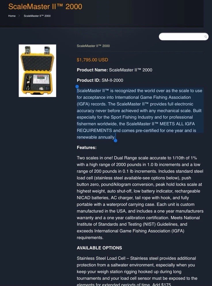 IWS ScaleMaster 2 Digital Big Game Scale SOLD AS IS 1795$ MSRP
