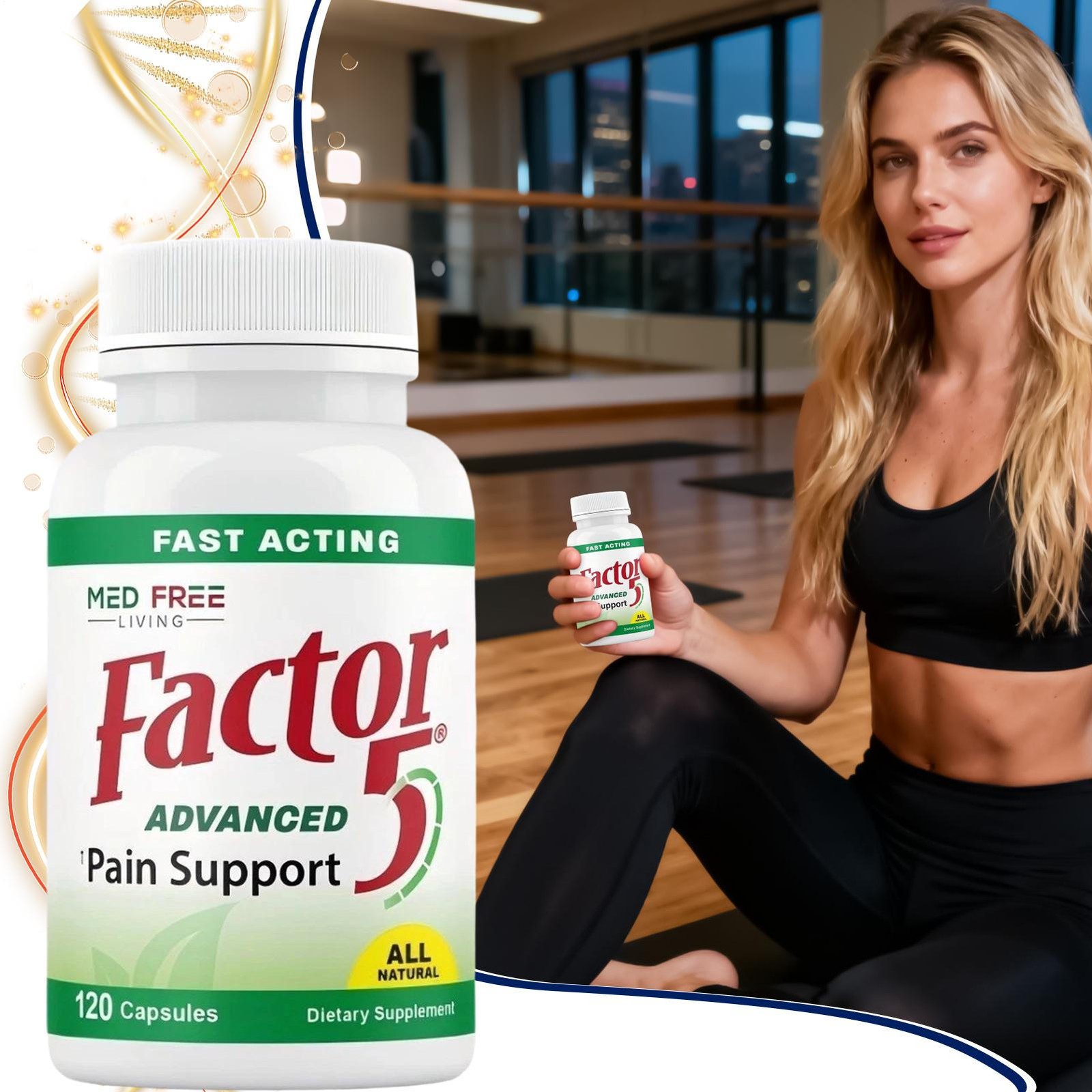 Med Free Living 5 Factor -Organic Joint & Complex Support Muscle – 120 Capsules