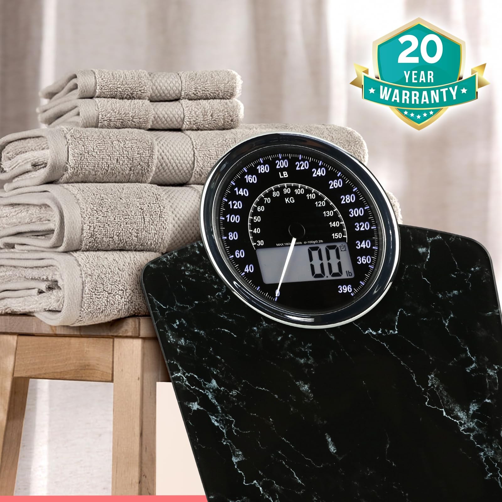 Hybrid Bathroom Scale for Body Weight – 2-in-1 Analog & Digital Display, Accu…