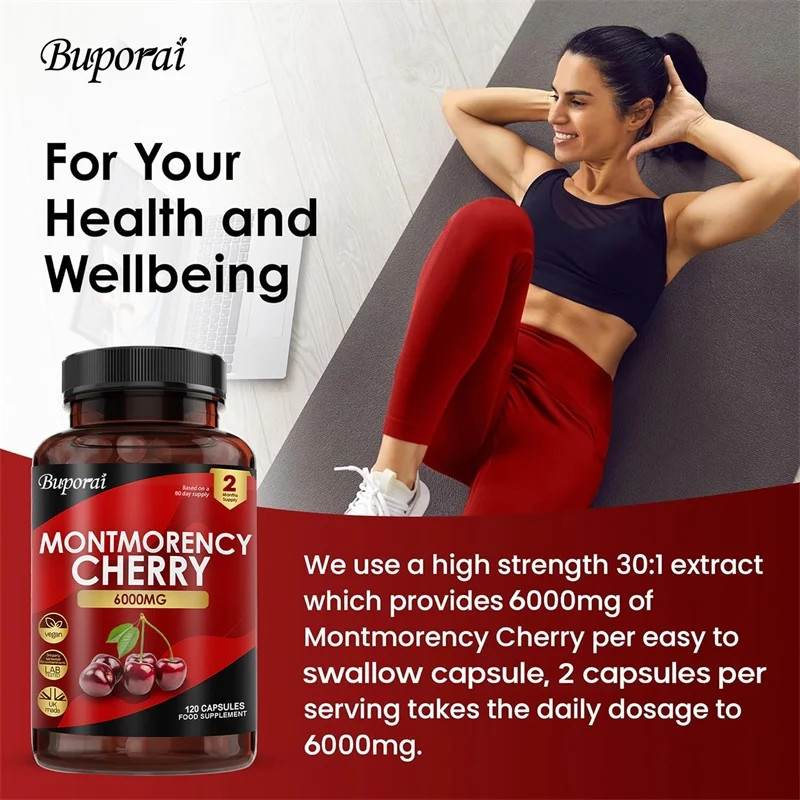 Montmorency Cherry 6000MG 240pcs,Helps Maintain Joint Health & Uric Acid Balance