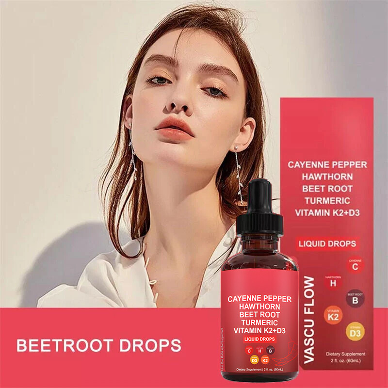 Cayenne Pepper Hawthorn Beet Root Turmeric Vitamin K2+D3 Drops 60ml