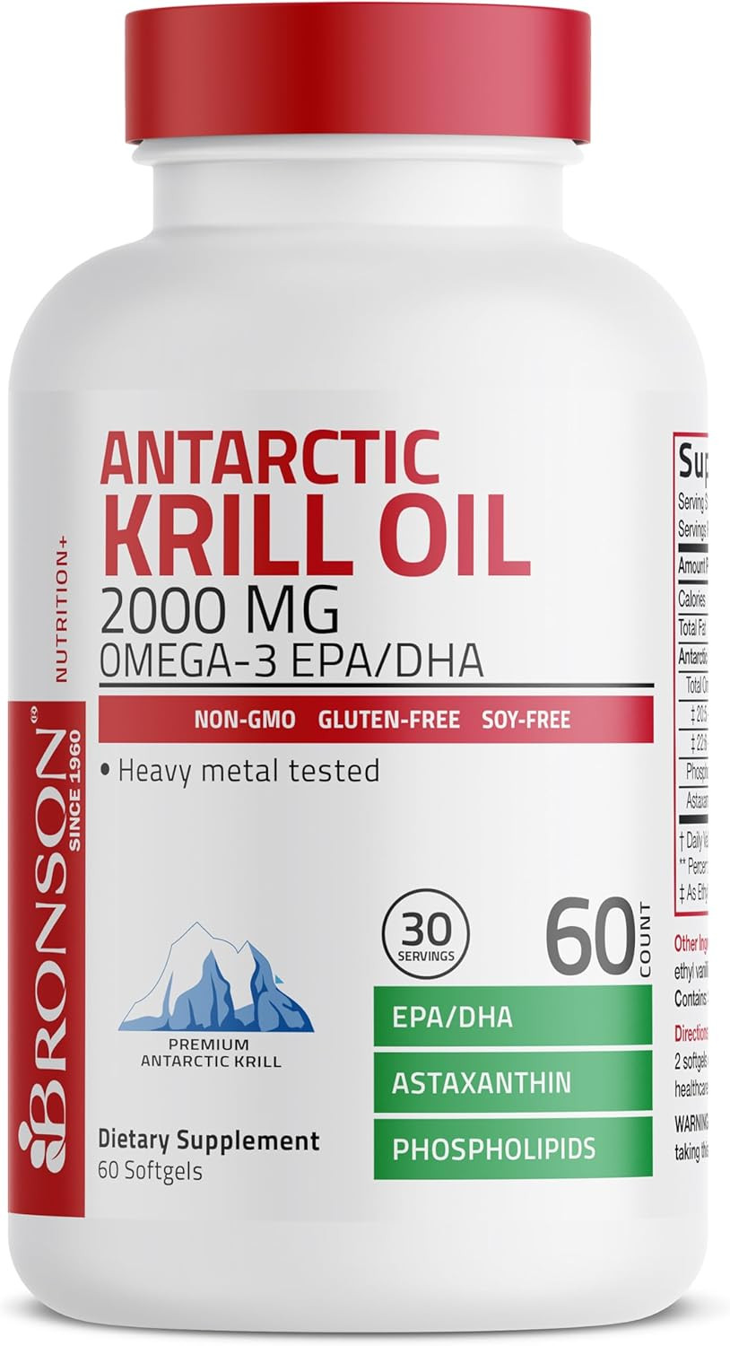 Bronson Antarctic Krill Oil 2000Mg with Omega-3S EPA, DHA, Astaxanthin and Phosp