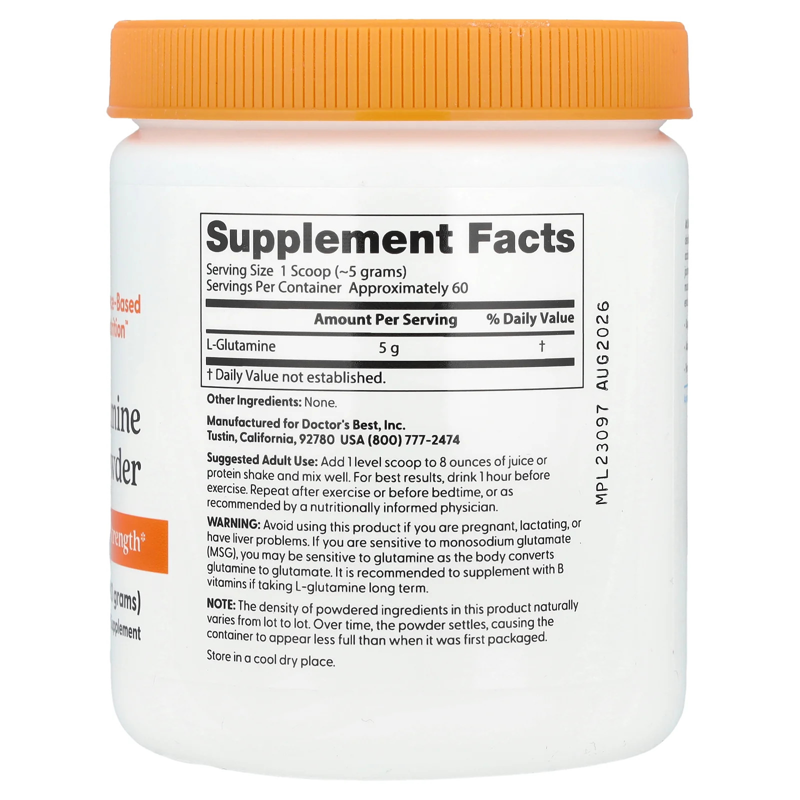 2 X Doctor’s Best, Pure L-Glutamine Powder, 10.6 oz (300 g)