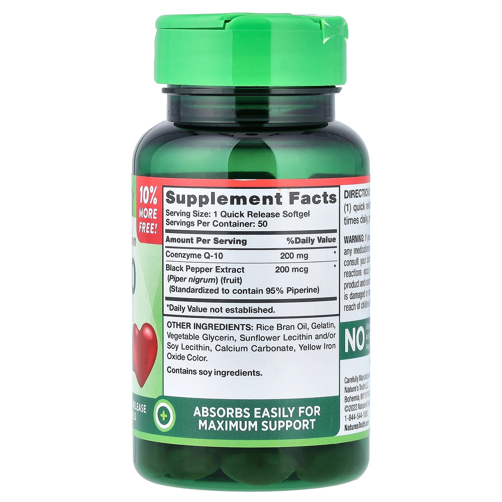 2 X Nature’s Truth, CoQ-10 plus Black Pepper Extract, Enhanced Absorption, 200