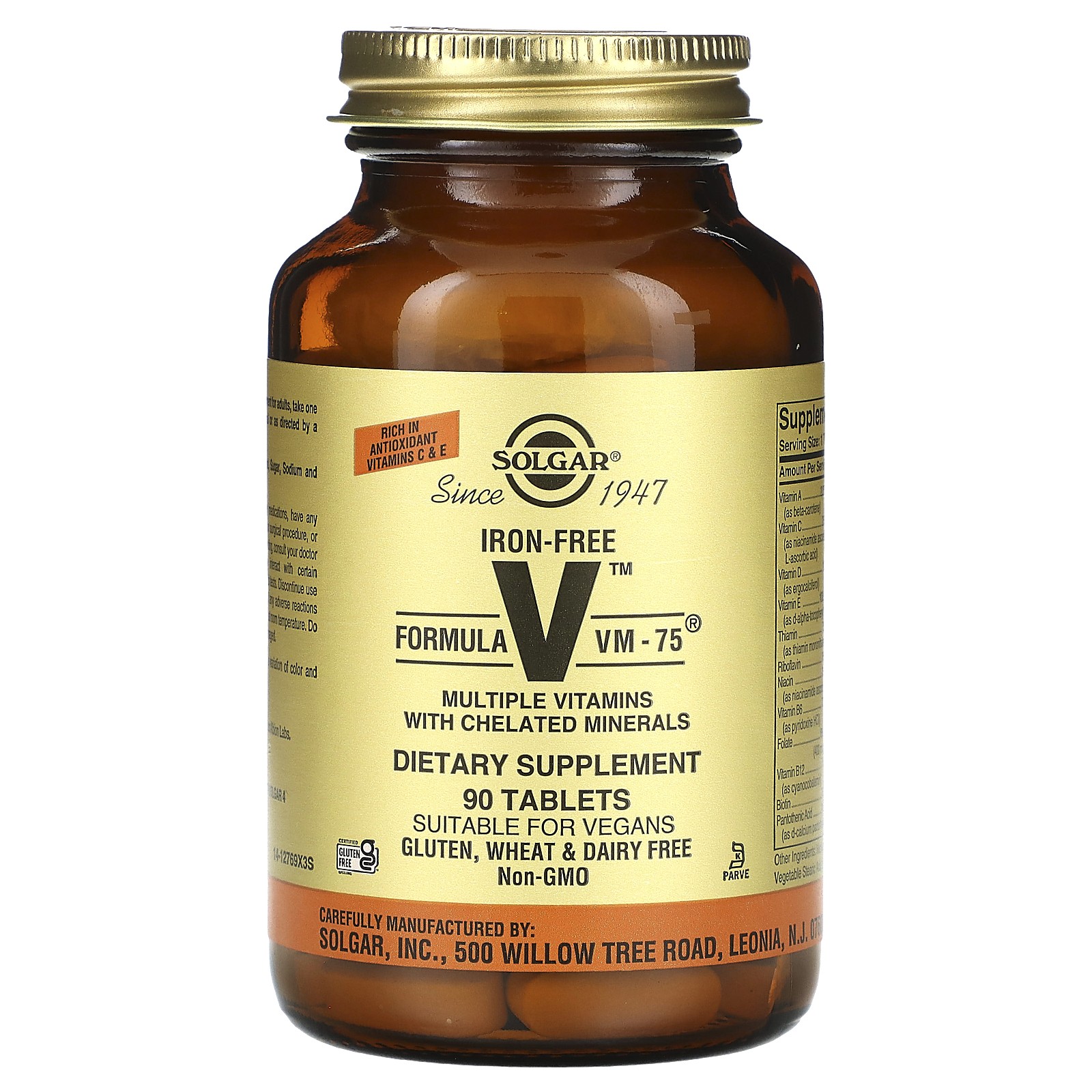 Formula V, VM-75, Multiple Vitamins With Chelated Minerals, Iron-Free , 90