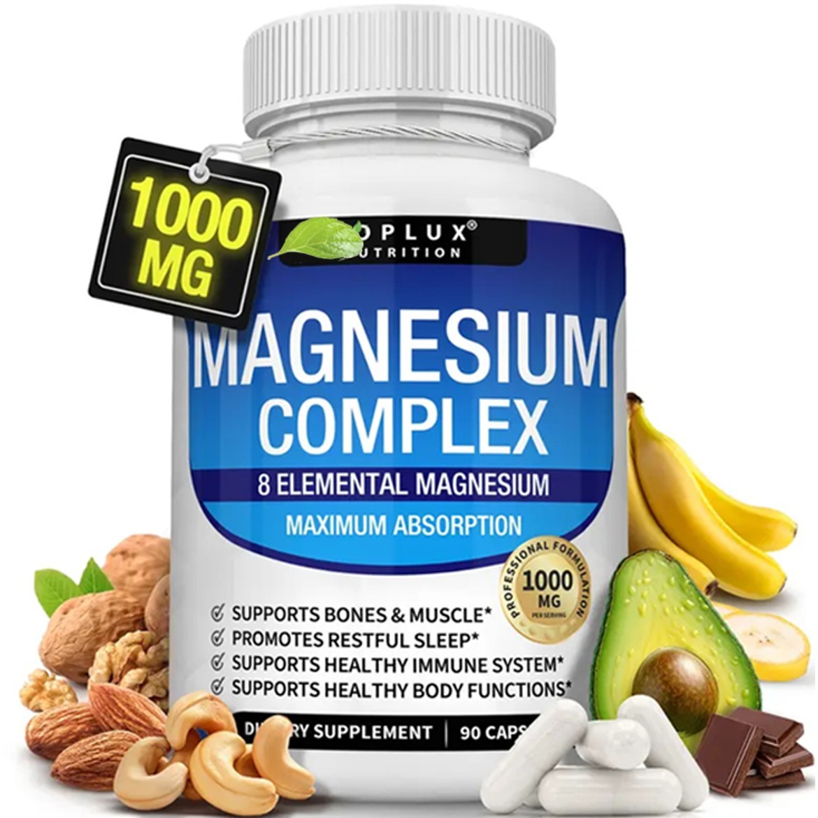 Advanced 8 Toplux Nutrition Complex Mag 1000mg Supports 4X Elemental Magnesium