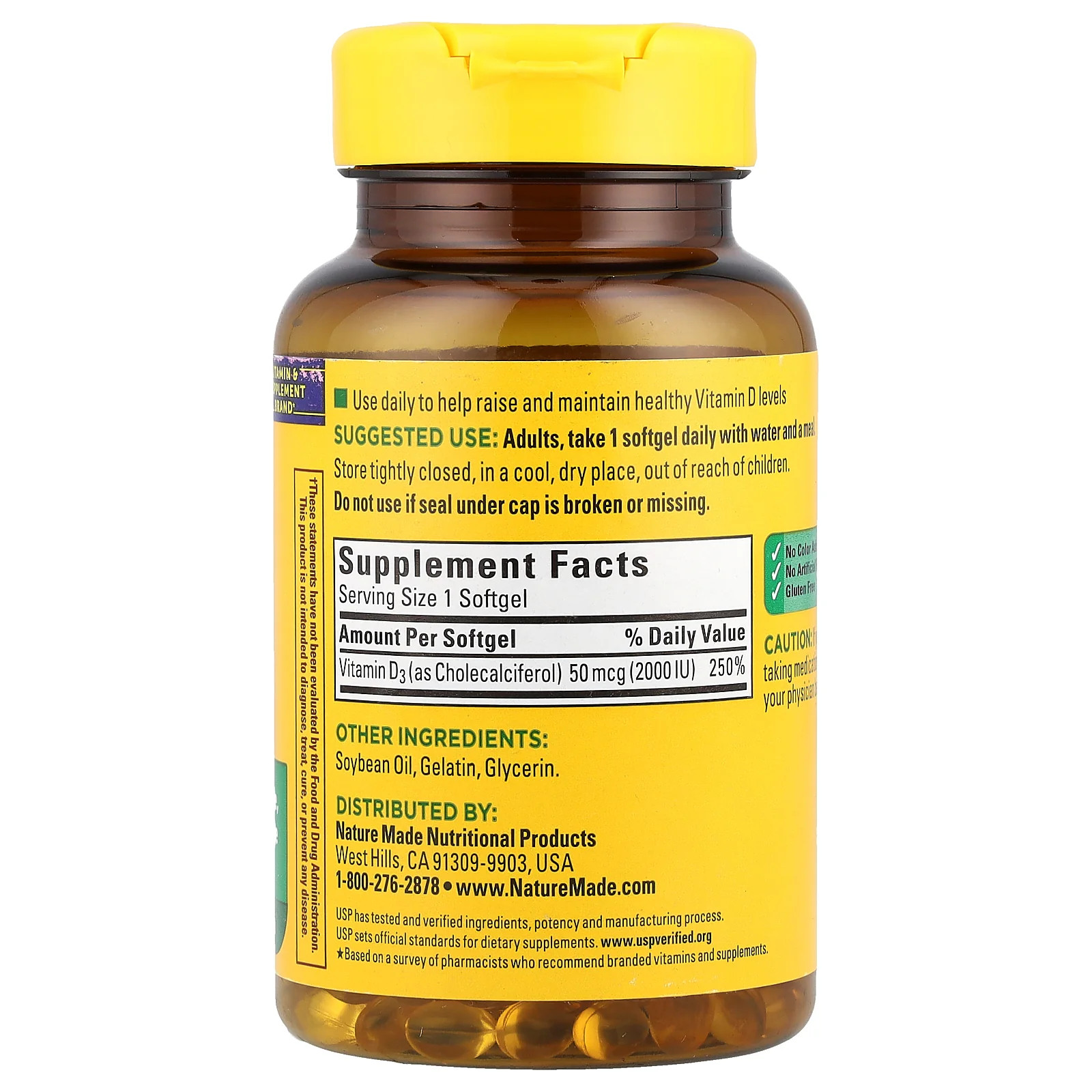 2 X Nature Made, Vitamin D3, 50 mcg (2,000 IU), 250 Softgels