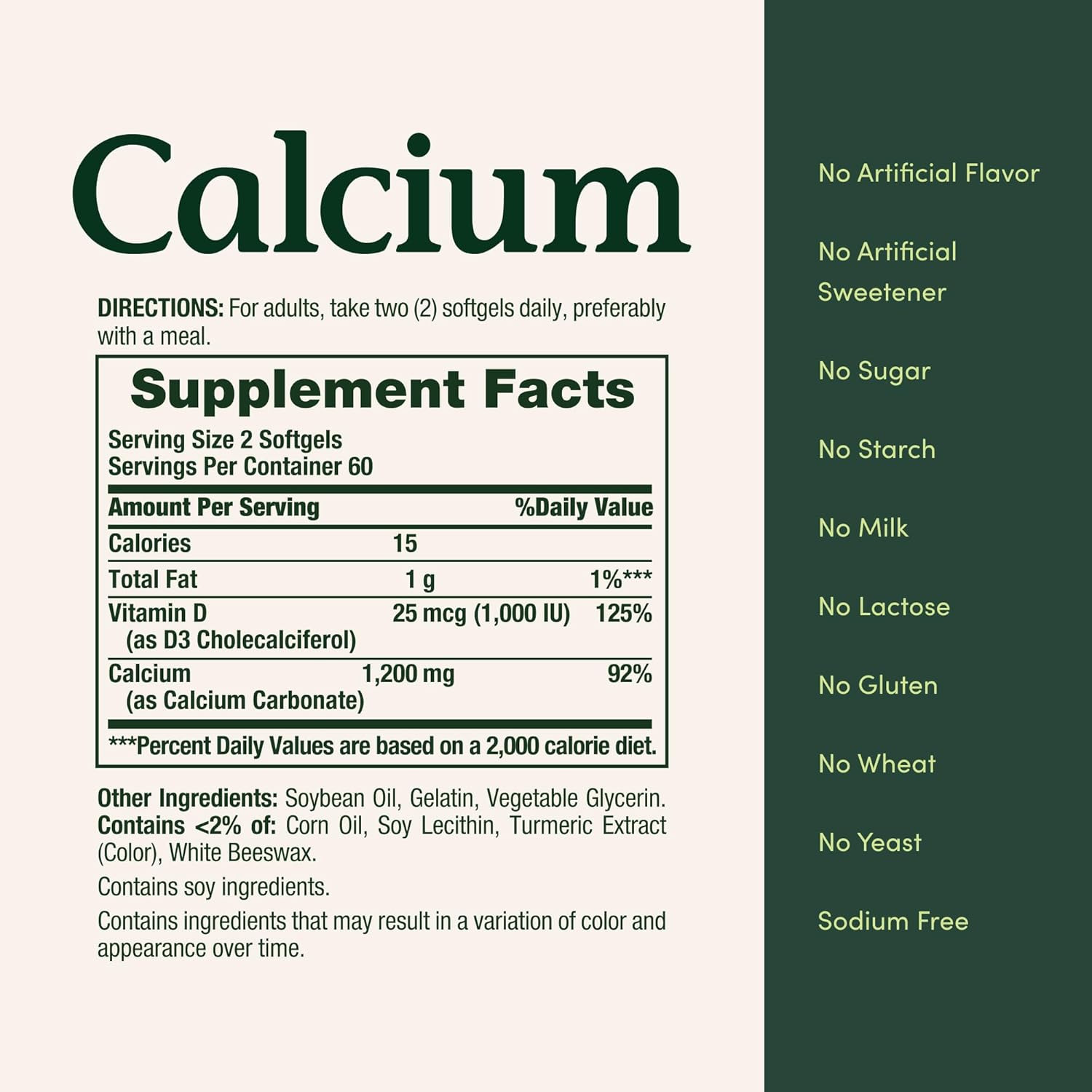 Calcium 1200 Mg with 1000 IU Vitamin D3 – Bone Health Softgels, Calcium and Vita