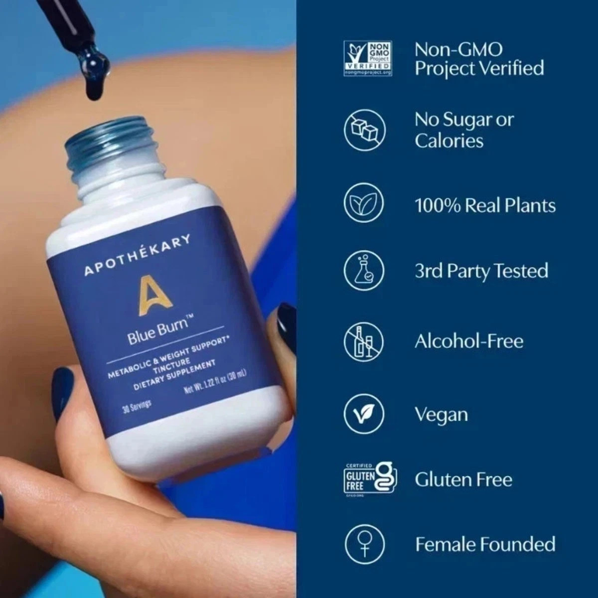 Apothékary Blue Burn Tincture 1 oz –Metabolic & Weight Support, Herbal Extract