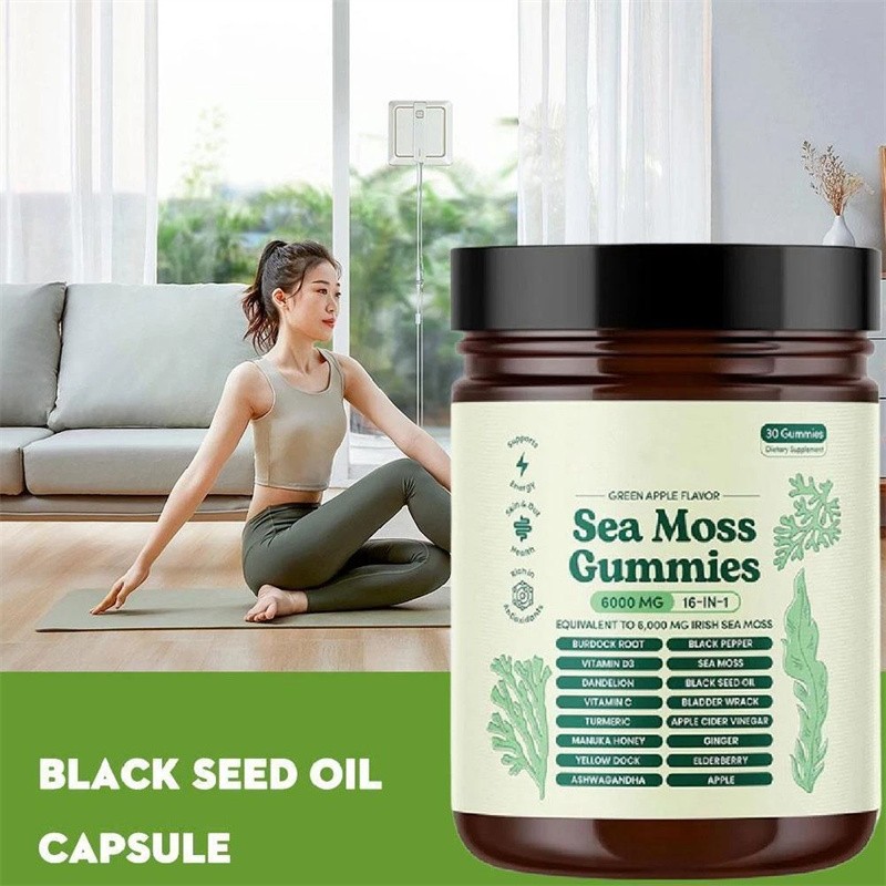 16 Organic 1 | Sea Moss Gummy Extract Irishmoss in 6000Mg | Green Apple Flavor