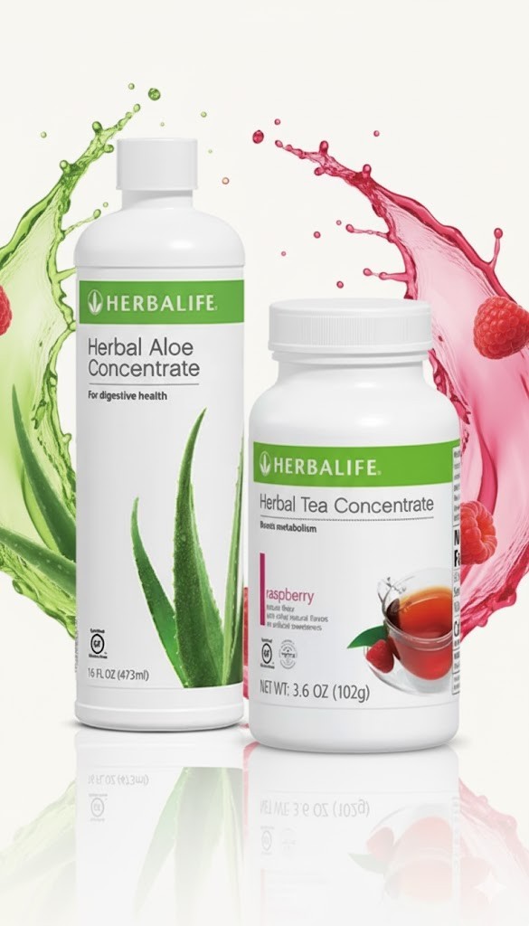 Herbalife Herbal Tea Concentrate Raspberry 3.6Oz & Original Aloe Pint Ex5/27
