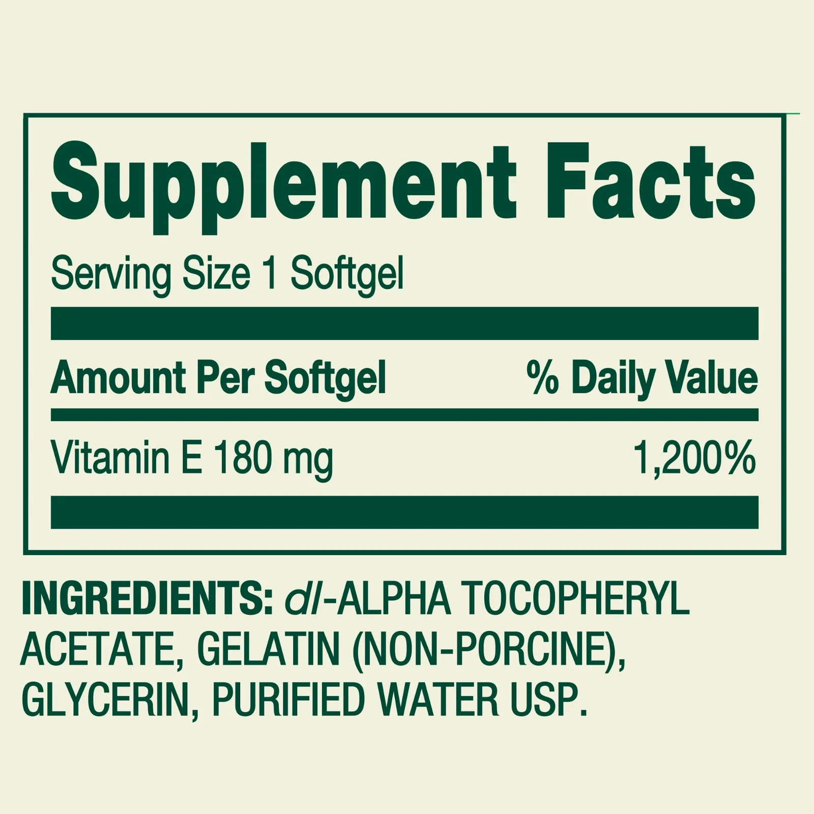 Vitamin E Heart Health Dietary Supplement Softgels, 180 mg (400 IU), 100 Count
