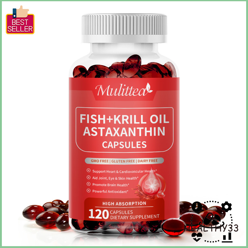 Krill Oil Astaxanthin Capsules Supports Skin Eye,Joint & Heart Health Immunity