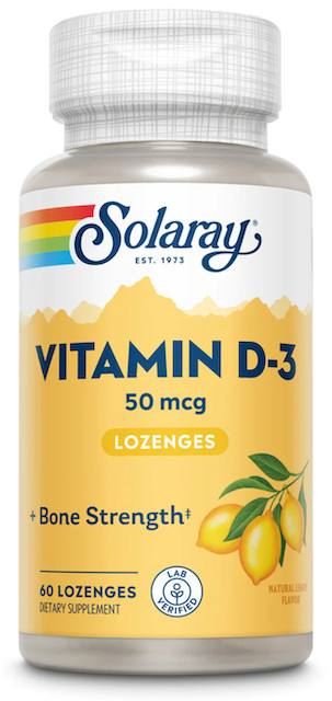 Solaray Vitamin D3 50 mcg (2000 IU) Sublingual Lemon 60 lozenges