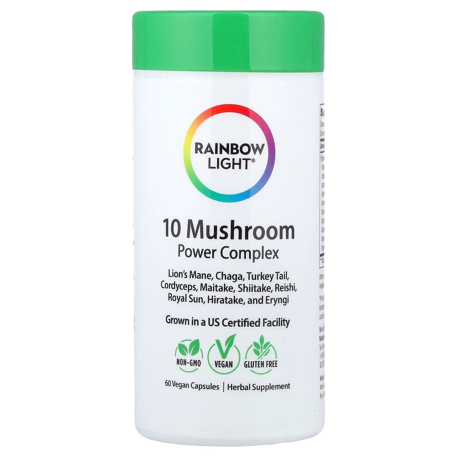 2 X Rainbow Light, 10 Mushroom Power Complex, 60 Vegan Capsules