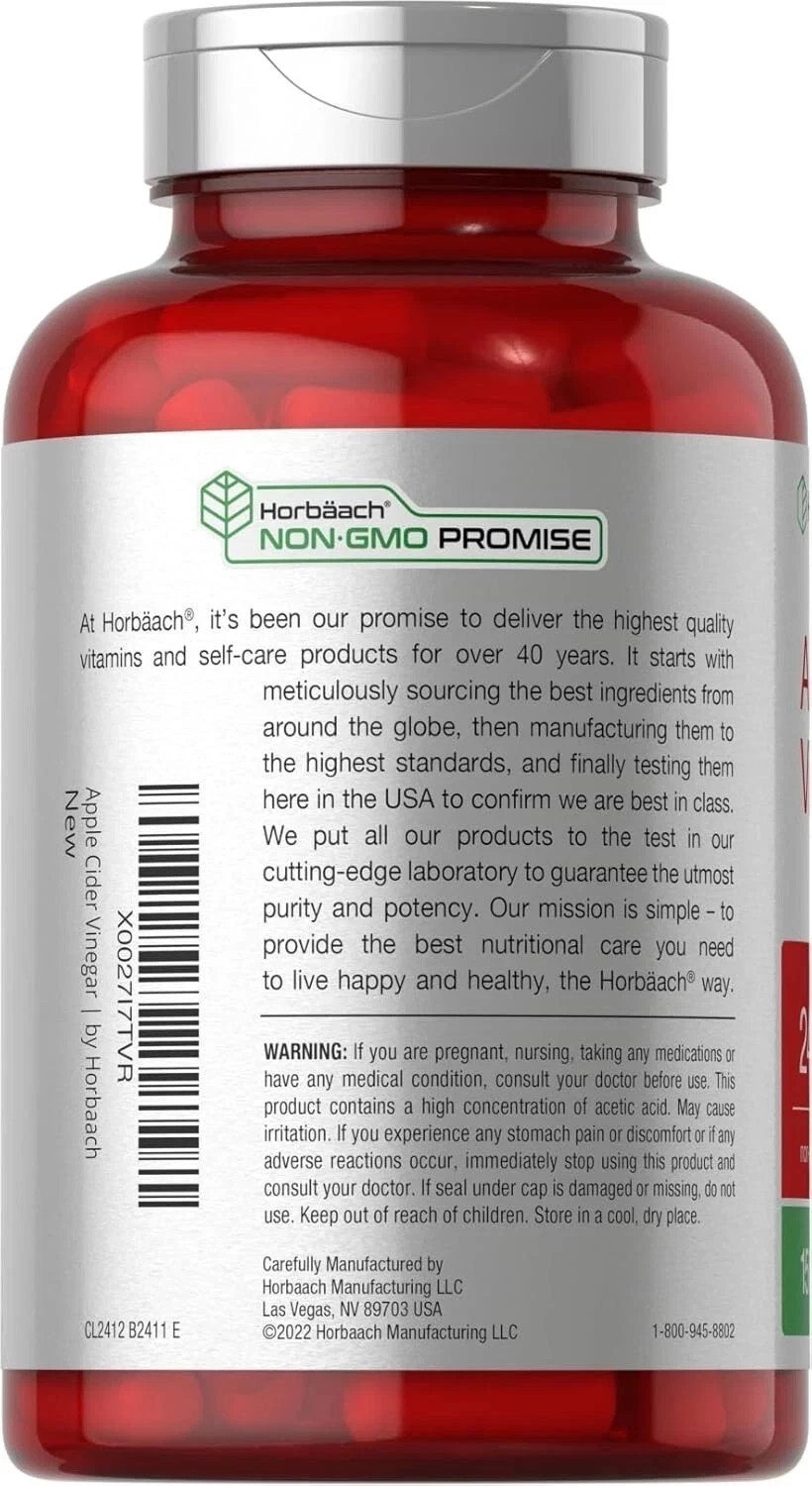 Apple Cider Vinegar ACV Pills 2400mg – for Digestive & Metabolic Support